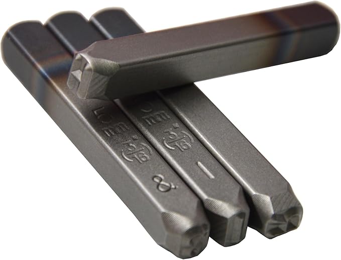 9pcs Heavy Duty Steel Stamp Uppercase Reverse Number 3/16 5mm Hand Stamping Character Mark Code Alphabet Punch Kit for Bracelet Ring Jewelry Sheet Metal Plate Making Mold Die