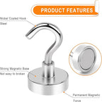 MIKEDE Magnetic Hooks Heavy Duty, 28Lbs Neodymium Magnets with Hooks for Refrigerator, 10Pcs Strong Cruise Hooks for Hanging, Magnetic Hanger for Grill, Toolbox, Storage