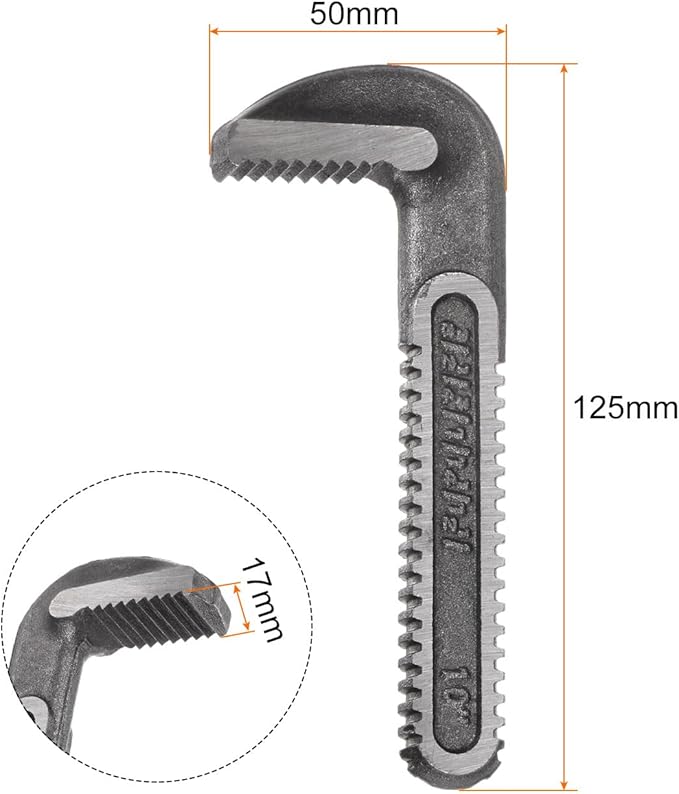 HARFINGTON Pipe Wrench Hook Jaw 10" Plumbing Wrench Replacement Jaws Carbon Steel for 10" Adjustable Wrench