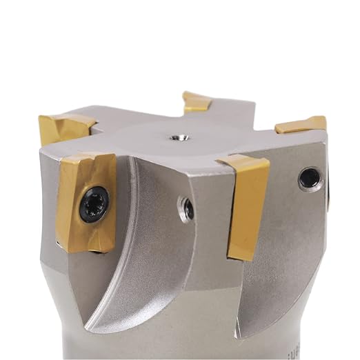 R8 Shank Indexable 2-1/2" End Mill, 2-1/2" Diameter 90 Degree High Speed Milling Cutter with Replaceable Carbide Insert