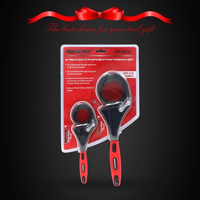2-Piece Rubber Strap Adjustable Wrench Set Diameter 4" and 6", Oil Filter Pipe Jar Opener Strong Grip Plumbers Universal Spanner for Drain Sewer Cap Sink Pliers Nut Shower Head Valve Removal