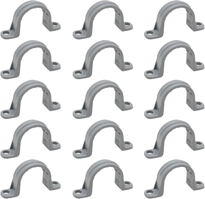 3/4 Inch 15pcs PVC Pipe Straps Reliable 2-Hole Plastic Conduit Clamps for Secure and Organized Mounting of PVC Pipes Conduits, and Cables UL Certified for Safety