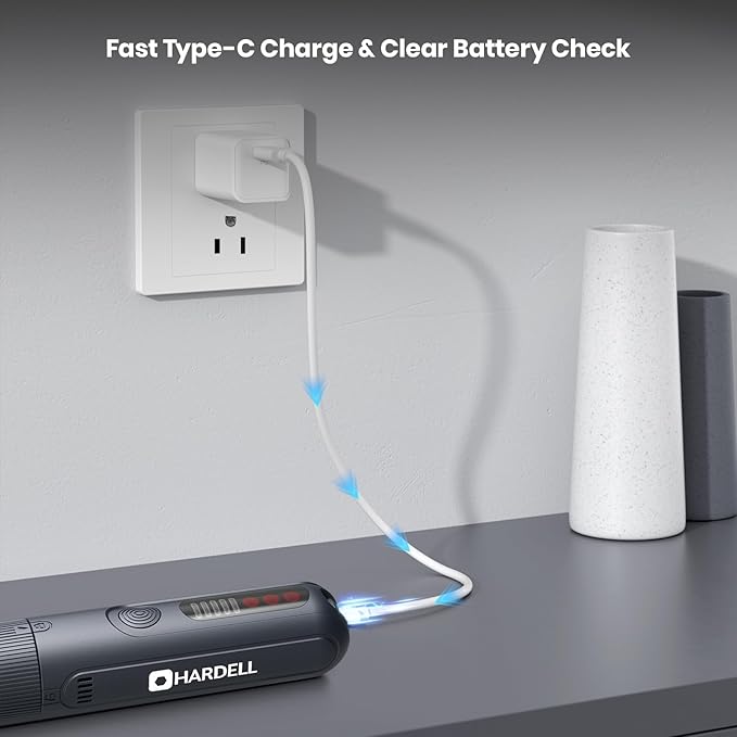 HARDELL Cordless Rotary Tool Kit 8V, 5-Speed Rotary Tool with Digital Display & Auto-Lock Chuck, Quick-Change Power Rotary Tool with Light for Drilling, Engraving, Pet Grooming, DIY Crafts