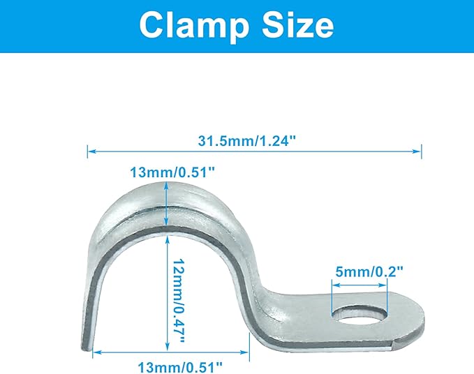 Biaungdo 30 Pcs M12 Rigid Pipe Strap, 1/2 Inch Zinc Plated Steel One Hole Strap Bracket Pipe Clamps Heavy Duty Conduit Clamps Tension Tube Clip Cable Clamp Hanger for Conduit, Pipe Fixing