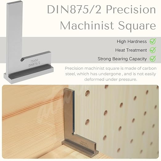 Machinist Square with Base, Atarvana 90 Degree Precision Square Right Angle Ruler Hardened Steel for Woodworking Carpentry