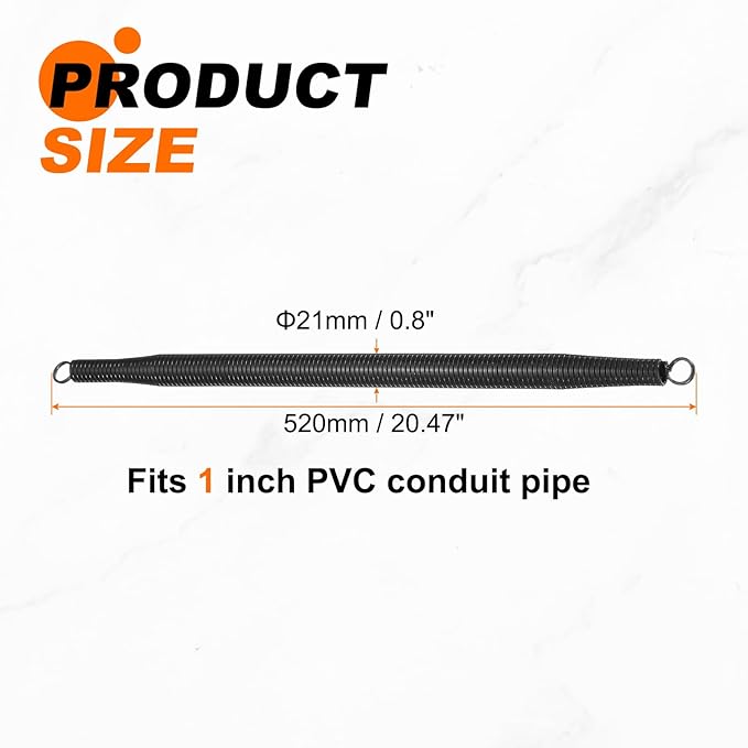 HARFINGTON 2pcs PVC Spring Tube Bender 21mm OD 520mm Long B Type Conduit Pipe Bender Bending Spring for Pipe Bending Devices in Home Hydropower, Black