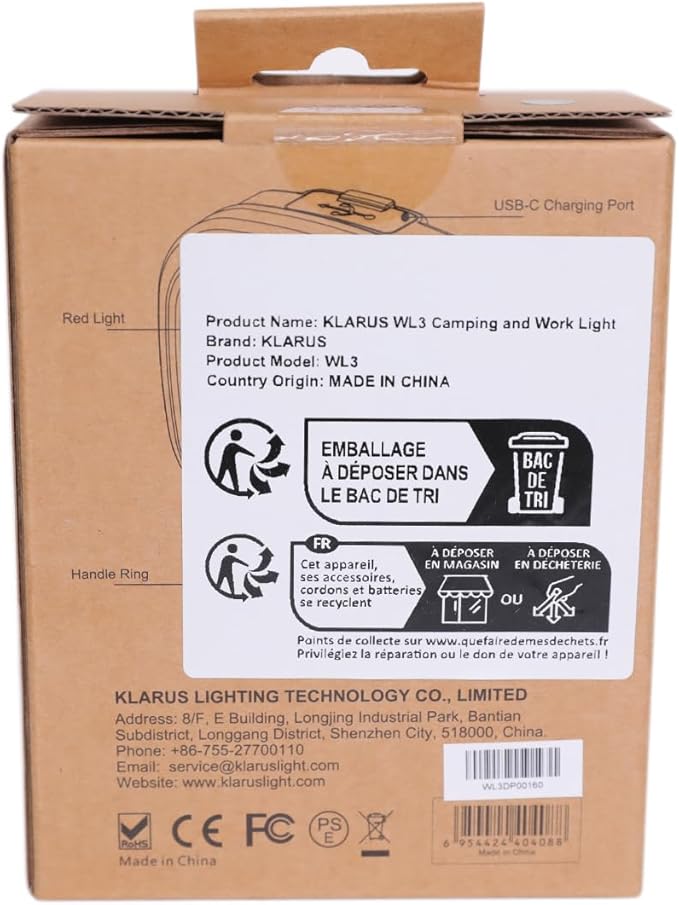 klarus WL3 Camping Light Magnetic Work Light, 1500 High Lumens, 13500mAh High Capacity, 6 Light Modes, Rechargeable Portable LED Lights for Work, DIY, Emergency Power Outage, Car Repair & Camping