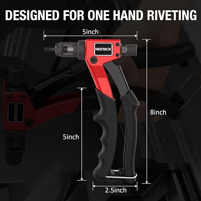 Rivet Nut Tool Kit with a Step Drill Bit & 80 Nutserts for Tight Space, 8" Rivnut Tool Set Riveter with 8 Mandrels 6-32 8-32 10-24 1/4-20 M3 M4 M5 M6 in Organized Rugged Carrying Case NT600