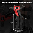 Rivet Nut Tool Kit with a Step Drill Bit & 80 Nutserts for Tight Space, 8" Rivnut Tool Set Riveter with 8 Mandrels 6-32 8-32 10-24 1/4-20 M3 M4 M5 M6 in Organized Rugged Carrying Case NT600