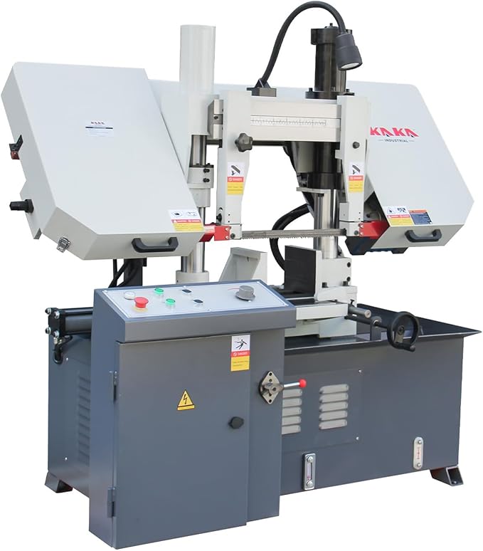 KAKA INDUSTRIAL TBK-11 Double Column Horizontal Band Saw, Hydraulic downfeed control, Semi-Automatic bandsaw 11 inch capacity with 230V 3PH motor