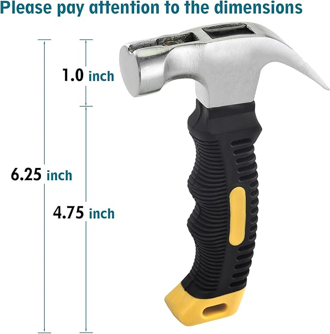 Small Claw Hammer - Mini Hammer for Women&Kids, Camping Hammer, Stubby Tack Hammer, Nail Hammer with Magnetic