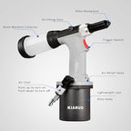 Pneumatic Rivet Gun S30 Self-Suction Air Rivet Gun 3/16" 5/32" 1/8" 3/32" Hydraulic Riveter with 1 Set of Extra Jaws