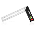 Arrow 10-Inch Try Square, Woodworking Square with Stainless Steel Blade, Aluminum Handle, 1-Inch Scribe Notches and Bubble Level, Layout and Marking Tool for Carpenters