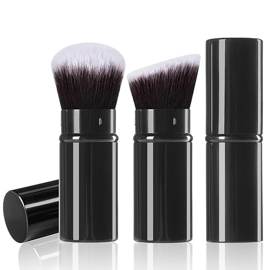 Makeup Brush 2 Pack, Retractable Travel Kabuki Powder Makeup Brush, Foundation Face Blush Brushes for Blending Liquid, Blush, Bronzer, Buffing, Sunscreen,Flawless Cosmetics-VeraVaultWomen