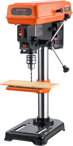 VEVOR 8 in Benchtop Drill Press, 2.3A Induction Motor, Tabletop Drilling Machine with 750/1140 / 1740/2340 / 3200 RPM Adjustable Speed, 0-45° Tilting Worktable, LED Work Light, for Wood Metal