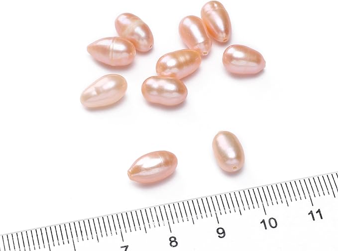Natural Pearl Beads Rice 6-7mm Pink Freshwater Cultured Loose Gemstone Beads for DIY Jewelry Making 13.8''/Strand HQ