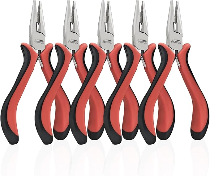 Small Needle Nose Pliers 5"-5 Pack Mini Needle Nose Pliers, Spring Loaded Needle Nose Pliers, Jewelry Pliers Needle Nose for Jewelry Making