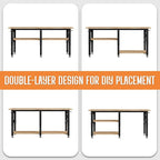 SPECRAFT Adjustable 2-Tier Workbench with 4 AC Outlet and 2 USB Ports Power Outlets, 2000 Lbs Capacity Heavy Duty Workbench, Rubber Wood Top for Garage, Workshop, Office（84x20in）