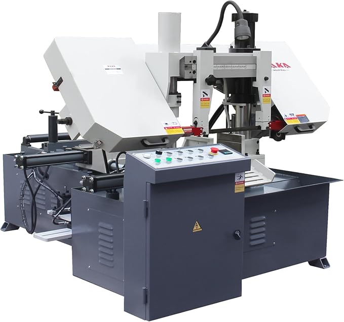 KAKA Industrial TBK-11B Double Column Band Saw, Hydraulic downfeed control, Variable Speed, Automatic Non-mitering Horizontal Bandsaw 11 inch capacity with 220V 3PH motor