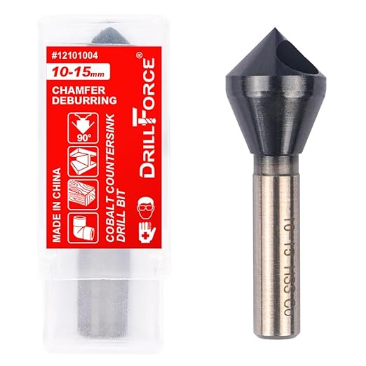 Cobalt Single End Countersink Drill Bits Set, TiAlN Coated 90 Degree Heavy Duty M35 Countersink Chamfer Tool for Metal, Stainless Steel, Copper, Wood, Fiberboard, 10-15MM