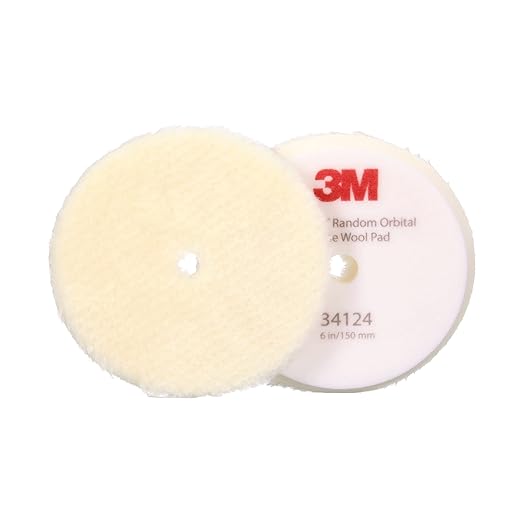3M Perfect-It Random Orbital Coarse Wool Compounding Pad, 6"/150 mm, White, 34124, Orbital Pads for Automotive Compounding and Polishing