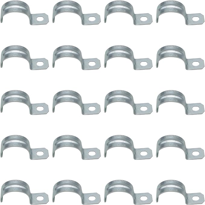 1-1/2 Inch 20PCS Zinc Plated Steel Pipe Clamp, One Hole Steel Rigid Pipe, Holes Cable U Bracket Pipe Clamp, Electrical Conduit Straps
