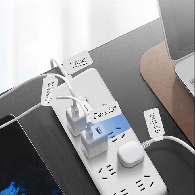 60 Pieces Cable Labels & Reusable Hook and Loop Fastening Ties Set - 30 Pieces Cord or Wire Labels & 30 Pieces Labels for Electronic Cords, Home & Office Cord Management