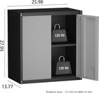Metal Garage Wall Cabinet, Metal Wall Mounted Storage Cabinets with Lockable Doors and Adjustable Shelves, Floating Tool Cabinet for Garage, Home Office, Kitchen,BlackGrey