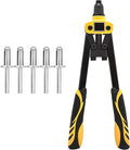 13" Rivet Gun, Rivet Gun Kit with 5 Pcs Rivets, 3 Nosepieces Manual Hand Pop Rivet Gun(1/8", 5/32", 3/16"), Heavy Duty Rivet Tool for Metal, Aluminum, Stainless Steel