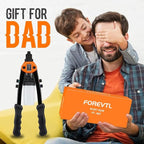 Rivet Gun Kit, 1/4 Pop Rivet Gun Kit with 210Pcs Blind Rivets and 5 Tool-Free Interchangeable Rivet Heads, 13" Heavy Duty Manual Hand Riveter Tool for Metal, Plastic & Automotive