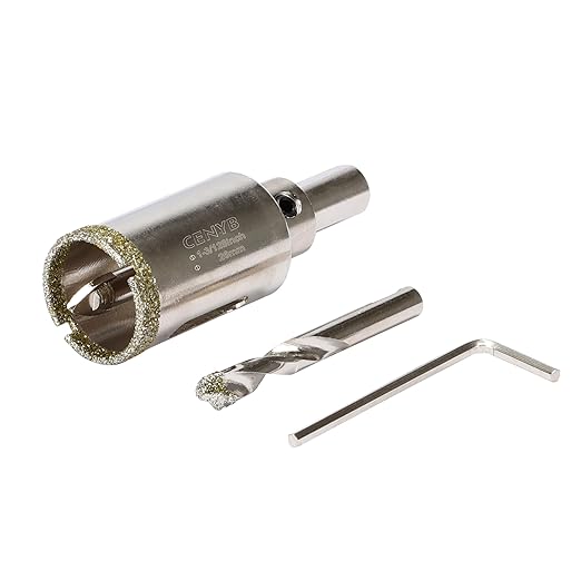 1-3/128inch | 26mm Diamond Hole Saw with Center Drill bit and Diamond-Coated Center Drill bit for Ceramic Glass Marble Fiberglass Granite and Porcelain Tiles by CENYB