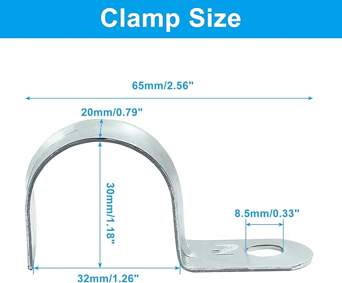 Biaungdo 30 Pcs M32 Rigid Pipe Strap, 1-1/4 Inch Zinc Plated Steel One Hole Strap Bracket Pipe Clamps Heavy Duty Conduit Clamps Tension Tube Clip Cable Clamp Hanger for Conduit, Pipe Fixing