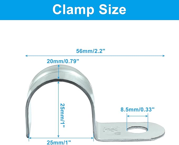 Biaungdo 30 Pcs M25 Rigid Pipe Strap, 1 Inch Zinc Plated Steel One Hole Strap Bracket Pipe Clamps Heavy Duty Conduit Clamps Tension Tube Clip Cable Clamp Hanger for Conduit, Pipe Fixing