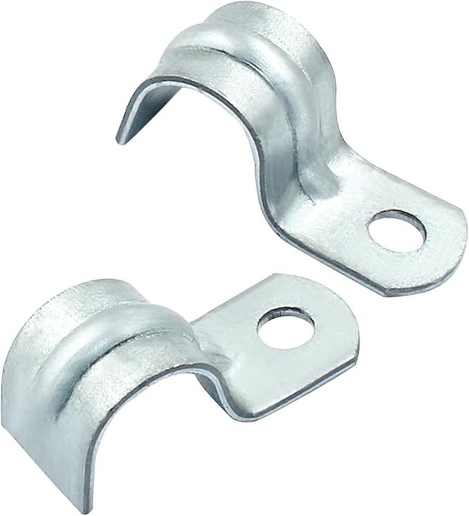Biaungdo 30 Pcs M12 Rigid Pipe Strap, 1/2 Inch Zinc Plated Steel One Hole Strap Bracket Pipe Clamps Heavy Duty Conduit Clamps Tension Tube Clip Cable Clamp Hanger for Conduit, Pipe Fixing