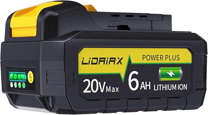 1 Pack 100% True 6.0Ah Capacity Lithium Ion Replacement Battery for Dewalt 20V Max Battery, High Power Cell for DCB200 DCB201 DCB203 DCB204 DCB207 DCB181 DCB180 DCD/DCF/DCG Series Tools