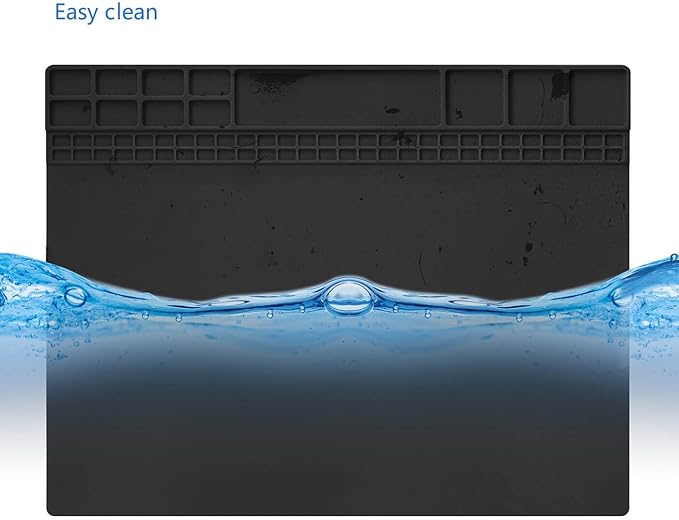 Handook Soldering Mat Silicone Repair Mat Heat Resistant 932°F Workbench Mat for Cellphone, Computer, PCB board Electronic Repair Mat for Soldering Station Iron Gun with Size 16 x 12 Inch (Black）