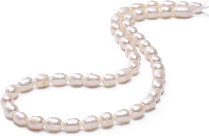 Natural Pearl Beads Rice 5-6mm White Freshwater Cultured Loose Gemstone Beads for DIY Jewelry Making 13.8''/Strand HQ