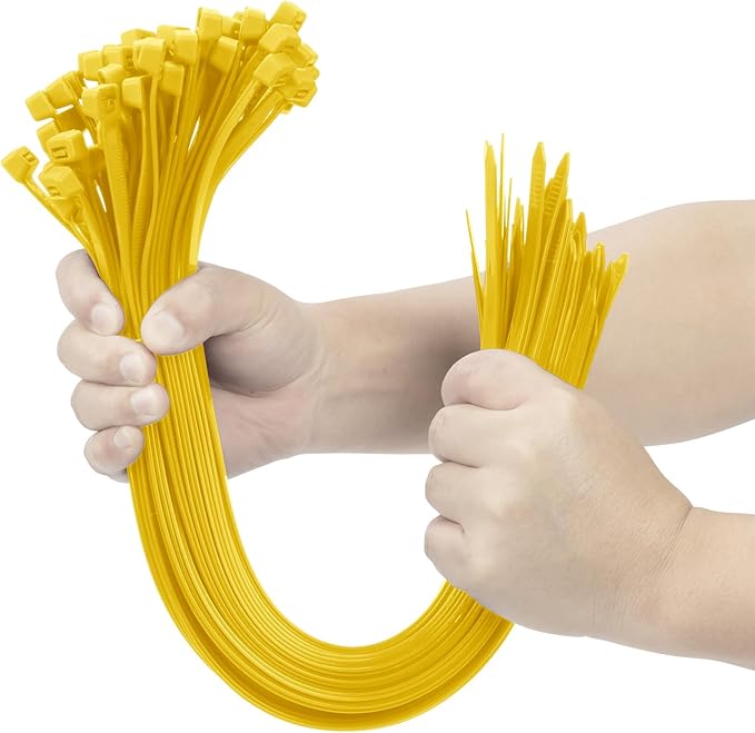 XINGO Yellow 20 Inch Zip Ties Heavy Duty 100 Pack, 200 LBS Ultra Strong Plastic Wire Ties, Large Cable Ties Extra Long Tie Wraps, Indoor and Outdoor UV Resistant