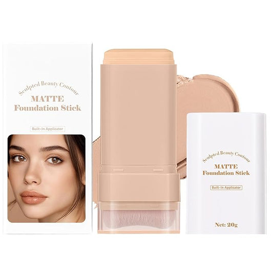 Beauty Balm Serum Boosted Skin Tint, Dual-Ended Eraser Foundation Stick with Brush, Full Coverage Cream Korean Makeup, Long-Lasting Stick for Smooth, Flawless Finish (#3 Warm Beige)-VeraVaultWomen