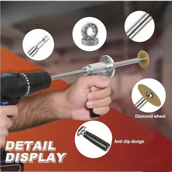 Inside Pipe Cutter for PVC Pipe, Upgraded Versatile PVC Pipe Cutter and Drill Attachment with Diamond Grit Cutting Wheel and Handle