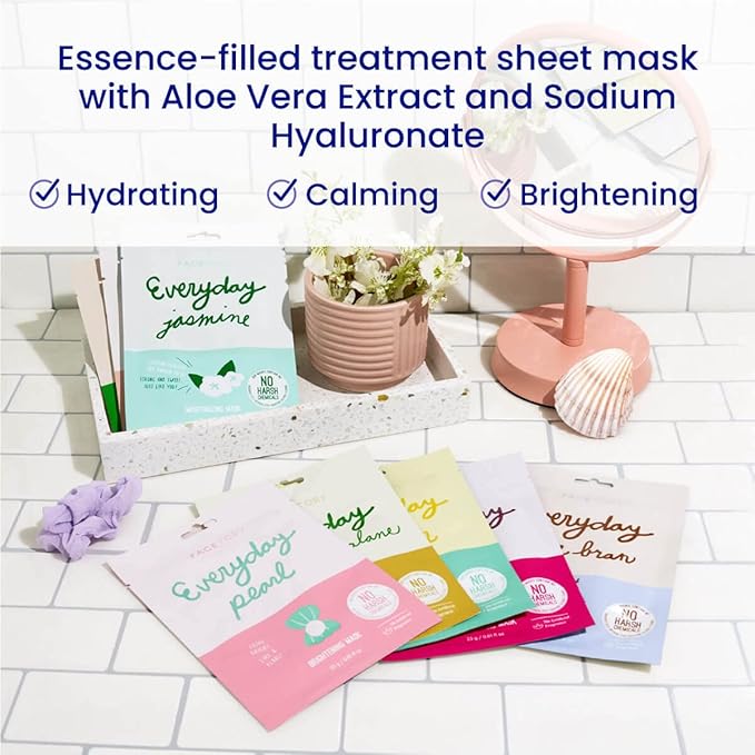 FACETORY K Beauty Face Mask Skin Care - EVERYDAY 8 COLLECTION Sheet Mask Set (16 pc) | Natural Premium Korean Face Mask For All Skin Types - No Sulfates No Parabens