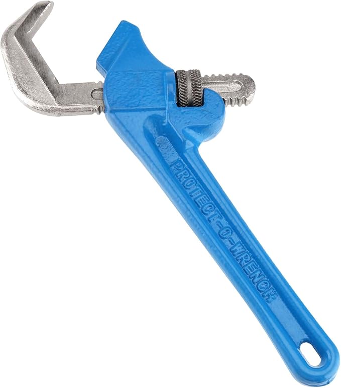 SEUNMUK 2 PCS 9-1/2 Inch Hex Offset Wrench, Offset Pipe Wrench Steel End Pipe Wrench Adjustable Plumbing Wrench Tools with Blue Handle