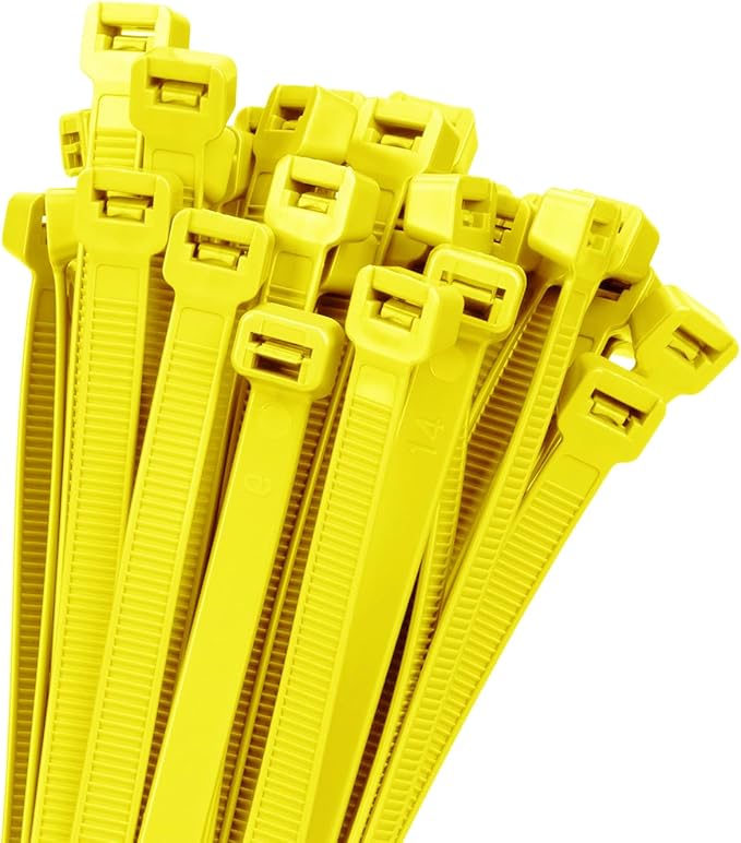 18 inch Yellow Zip Ties Heavy Duty 100 PACK, 200 LBS Ultra Exclusive Strong Plastic Wire Ties, Large Cable Ties Extra Long Tie Wraps, Indoor and Outdoor UV Resistant