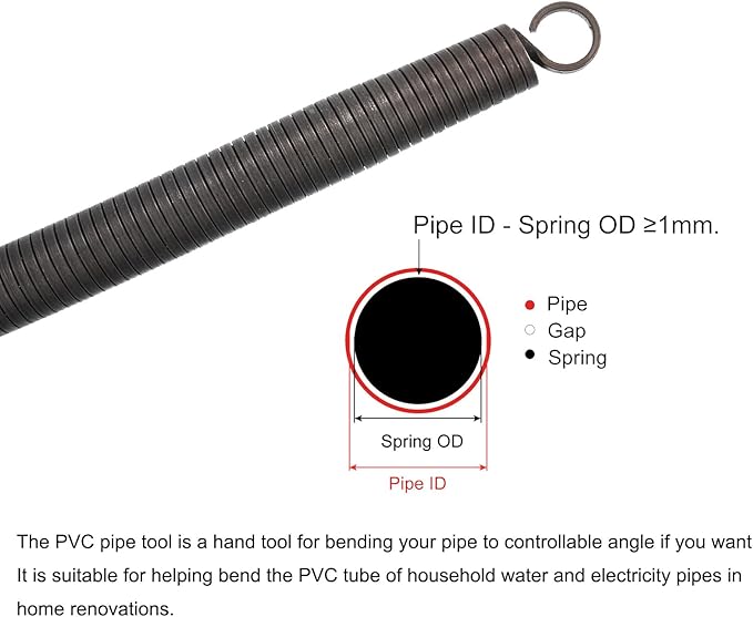 MECCANIXITY Spring Tube Bender OD 23.8mm/0.94" Steel Spring Pipe Bending Tubes 1500mm/59.06" Long for 1" PVC Pipe(ID 25mm) in Home Renovations,Electrician Wiring Bending Pipe(insert-pipe use)