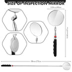 1 Pcs Telescoping Inspection Mirror Mechanics Automotive Tool with Long Handle Extendable Mirror on a Stick for Technicians Mechanics Contractors Checking Observation(Black,85mm Round)