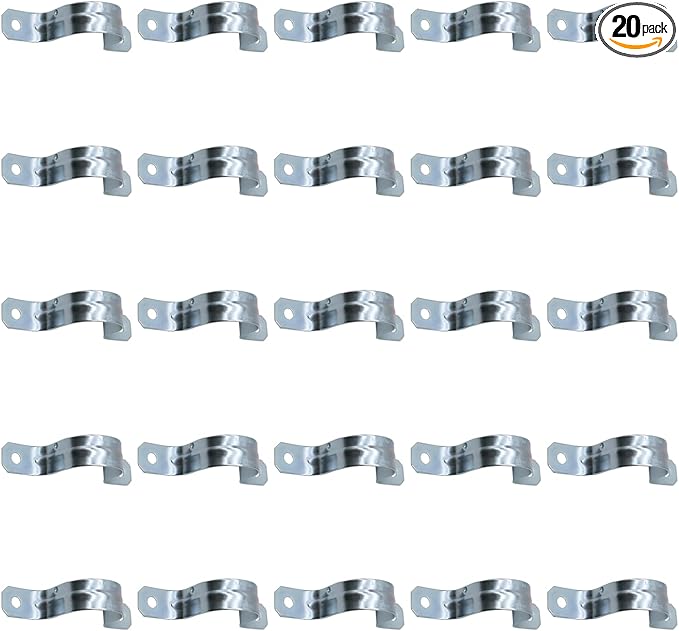1-1/4 Inch Zinc-Plated Steel Conduit Straps, 2 Holes Cable U Bracket, Pipe Clamps, 2Hole Conduit Strap for Fixing Pipe or Cable(25PCS)