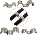 6pcs 14mm(5/9 inch) Double Line Clamp Heavy Duty 1 Hole Conduit Strap 304 Stainless Steel M-Type Pipe Strap For Wire Pipe Cord Installation