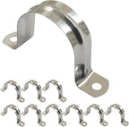 Hordion 10Pcs 1-3/4" Two Hole Strap U Bracket, M45 Rigid Pipe Strap Stainless Steel Conduit Clamp for Fixing Pipe