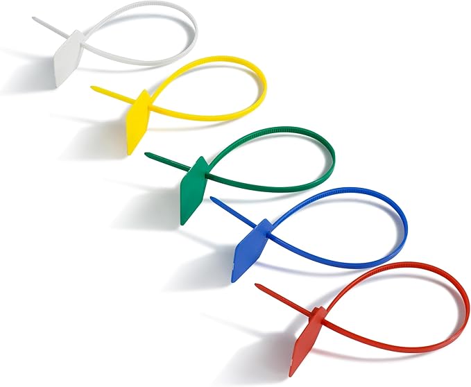 8 in Marker Nylon Cable Ties, Plastic Water Proof Tags, Self-Locking Written-on Cable Marker, Security Seals Label for Cabling, Wire Marking Label, Shipping Hanging Tags - Mulit colors/ 100pcs