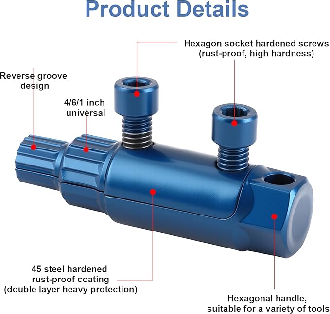 Broken Pipe Extractor Tool with Screw Bolt Extractor Kit, for 1/2" to 1" Pipes, Stripped Screws, Easy Out Valve Extraction, Pipe Threading, Screw Remover and Extractor, Storage Case, Hex Wrench, Blue